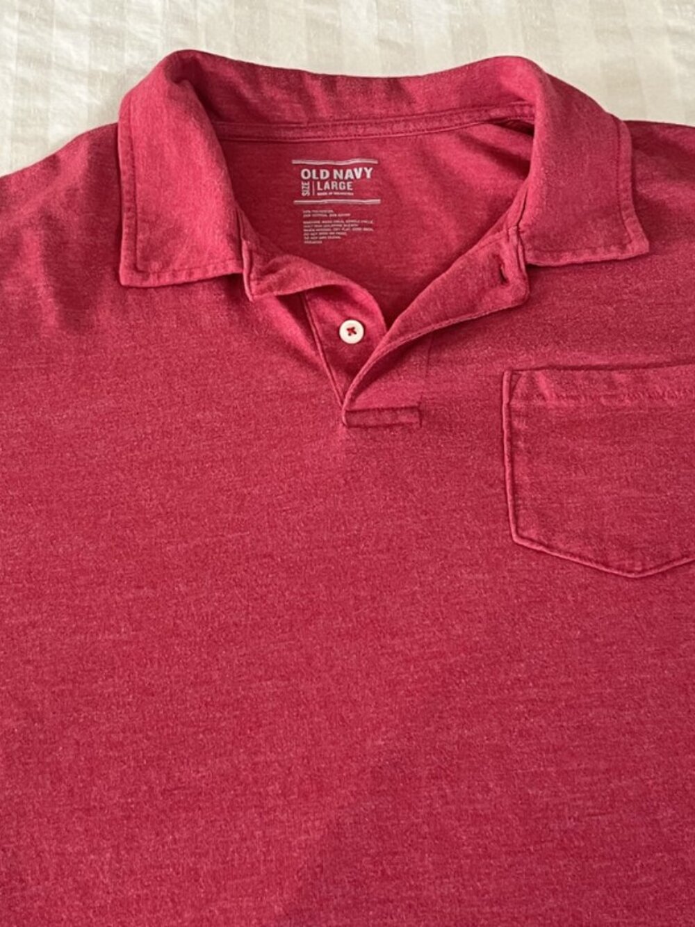 Old Navy Red Mens Large (L) Short Sleeve Classic One Pocket Polo Shirt